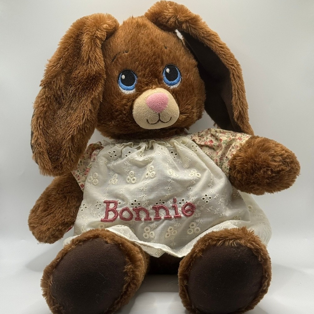 Build-A-Bear Workshop Brown Bunny Bonnie Plush Personalized Eyelet Dress Toy